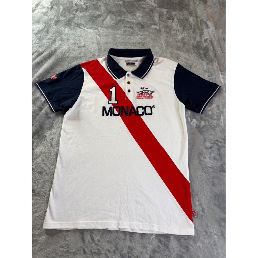 Monaco Grand Prix 1 Motor Racer Since 1929 Polo Modern Mens XL White